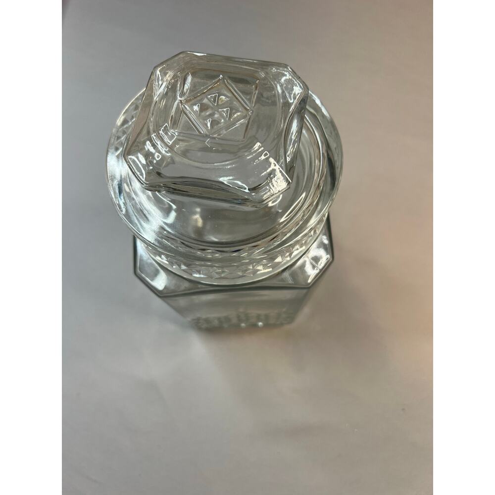 Koeze Embossed Clear Glass Jar w/Lid 9.5” Hexagon Canister Excellent Condition - Picture 3 of 5